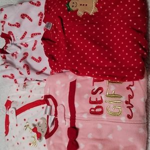 Christmas fleece footed sleepers- 3-6months